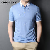 COODRONY T Shirt Men Spring Summer Short Sleeve T-Shirt Fashion Pattern Business Casual Turn-down Collar Tee Shirt Homme C5028S